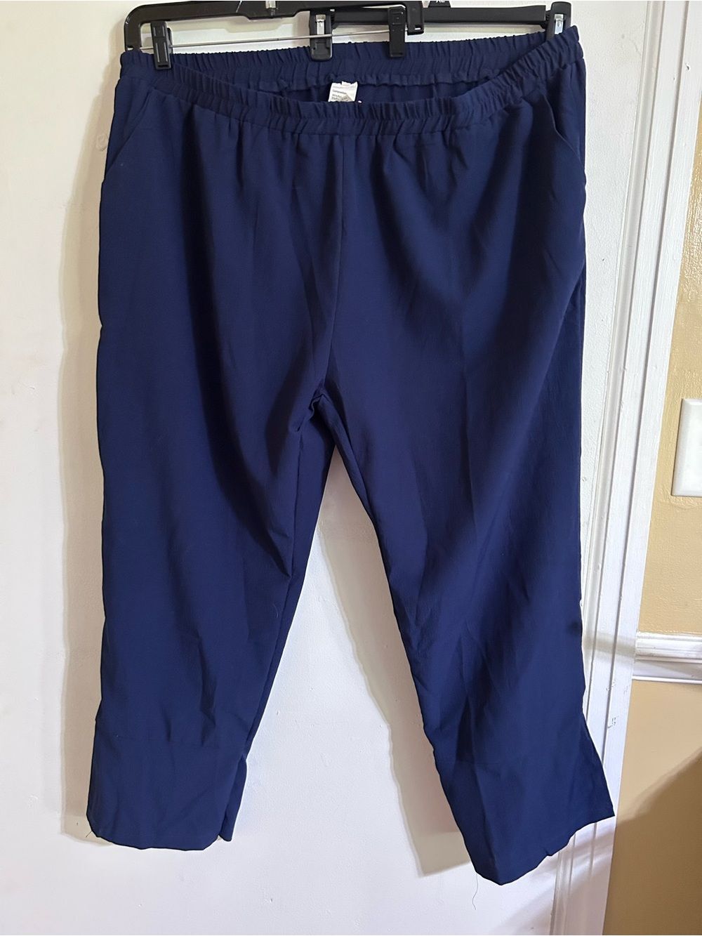 5X Women’s Navy Elastic Waist Pull On Pants Pockets Casual Work